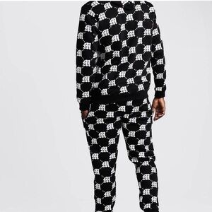 Boohoo MAN Black Monogram Tracksuit - 2XL Hoodie & Joggers